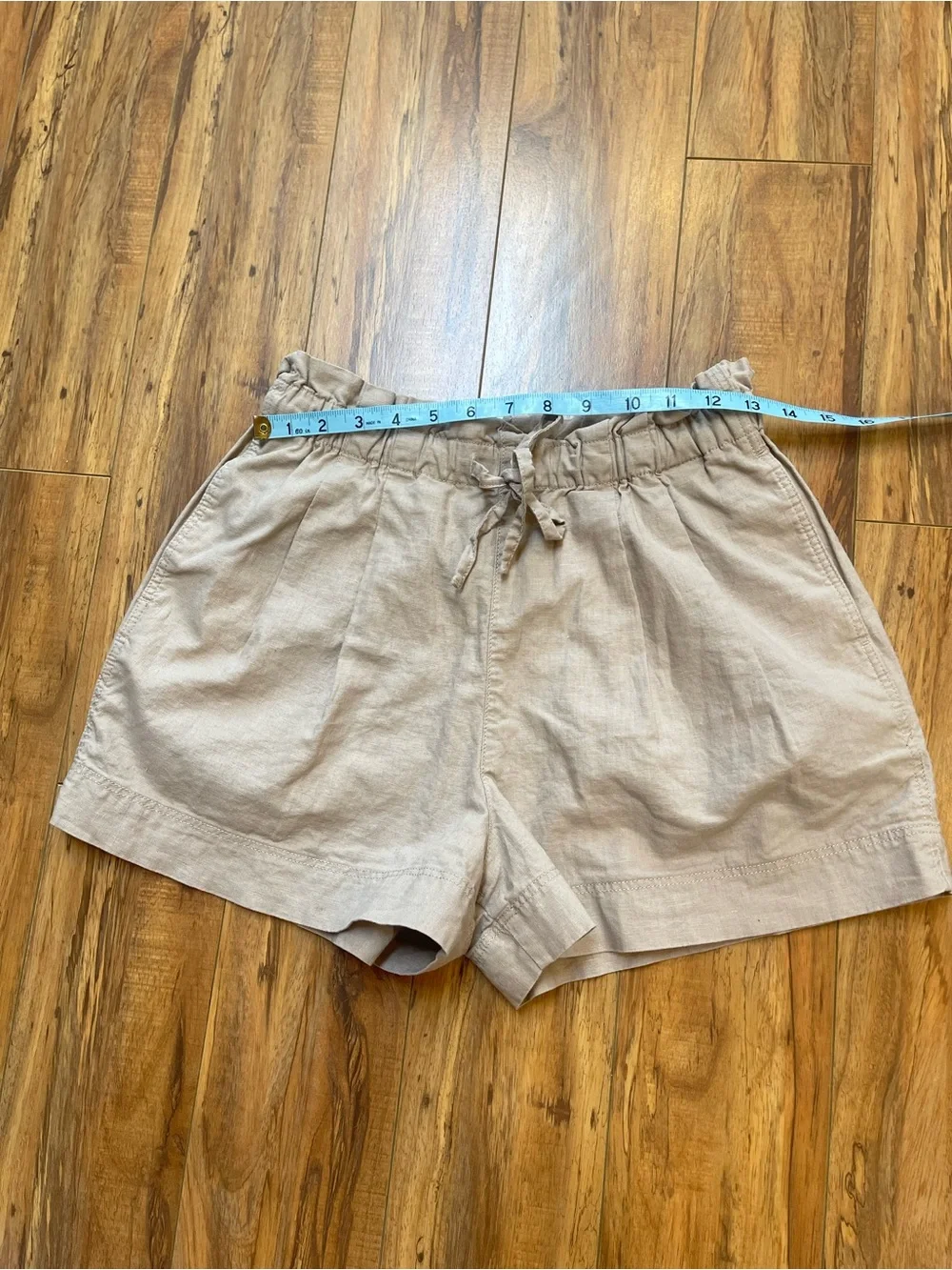 Uniqlo Cotton Linen Paperbag Waist Shorts Beige Size S